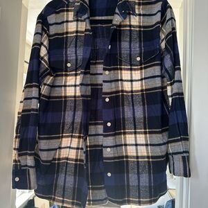 Madewell Blue and White Plaid Button-Up Shirt- S